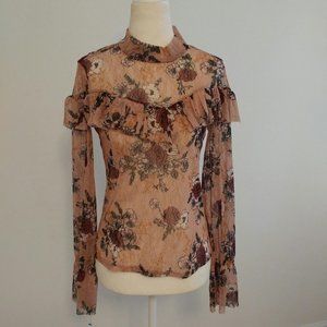 Living Doll Sheer Brown Floral Top - Size 1